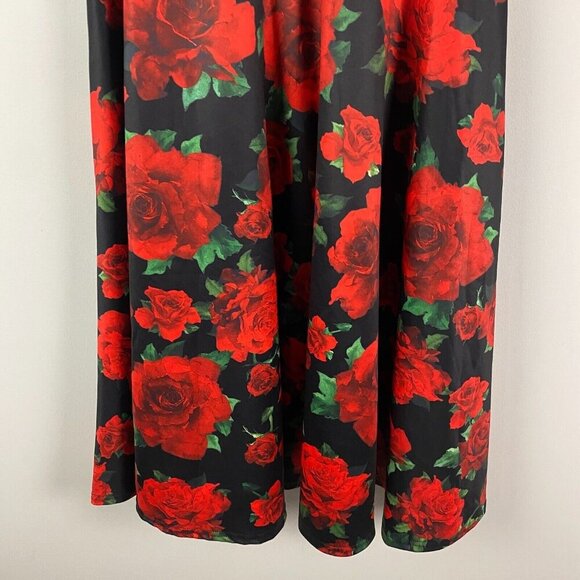 Dolly & Dotty Fit & Flare Midi Dress Size 6 Red Floral Half Sleeve Retro Pinup - Picture 3 of 11